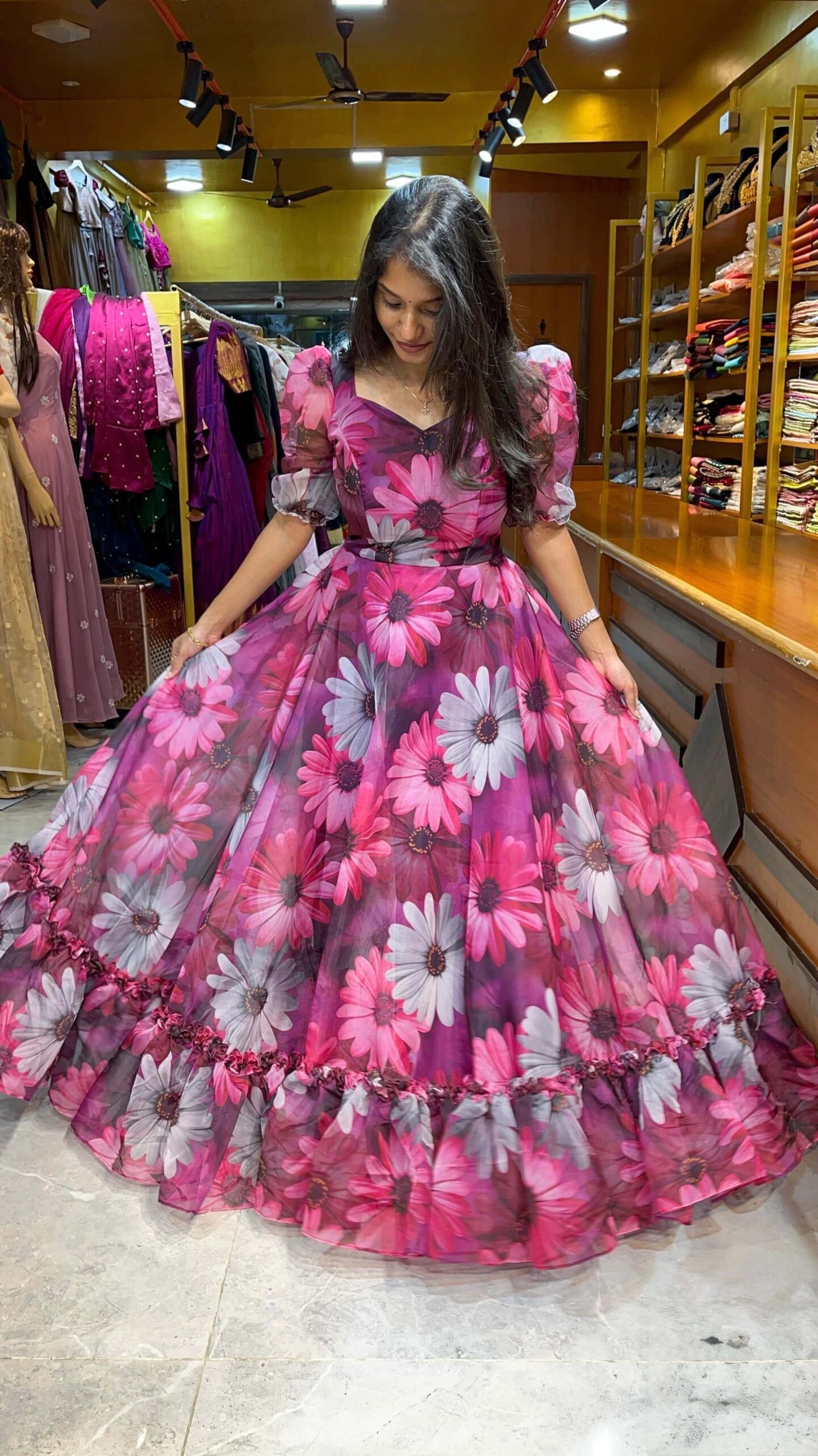 RUFFLED FLORAL ORGANZA (Maxi)