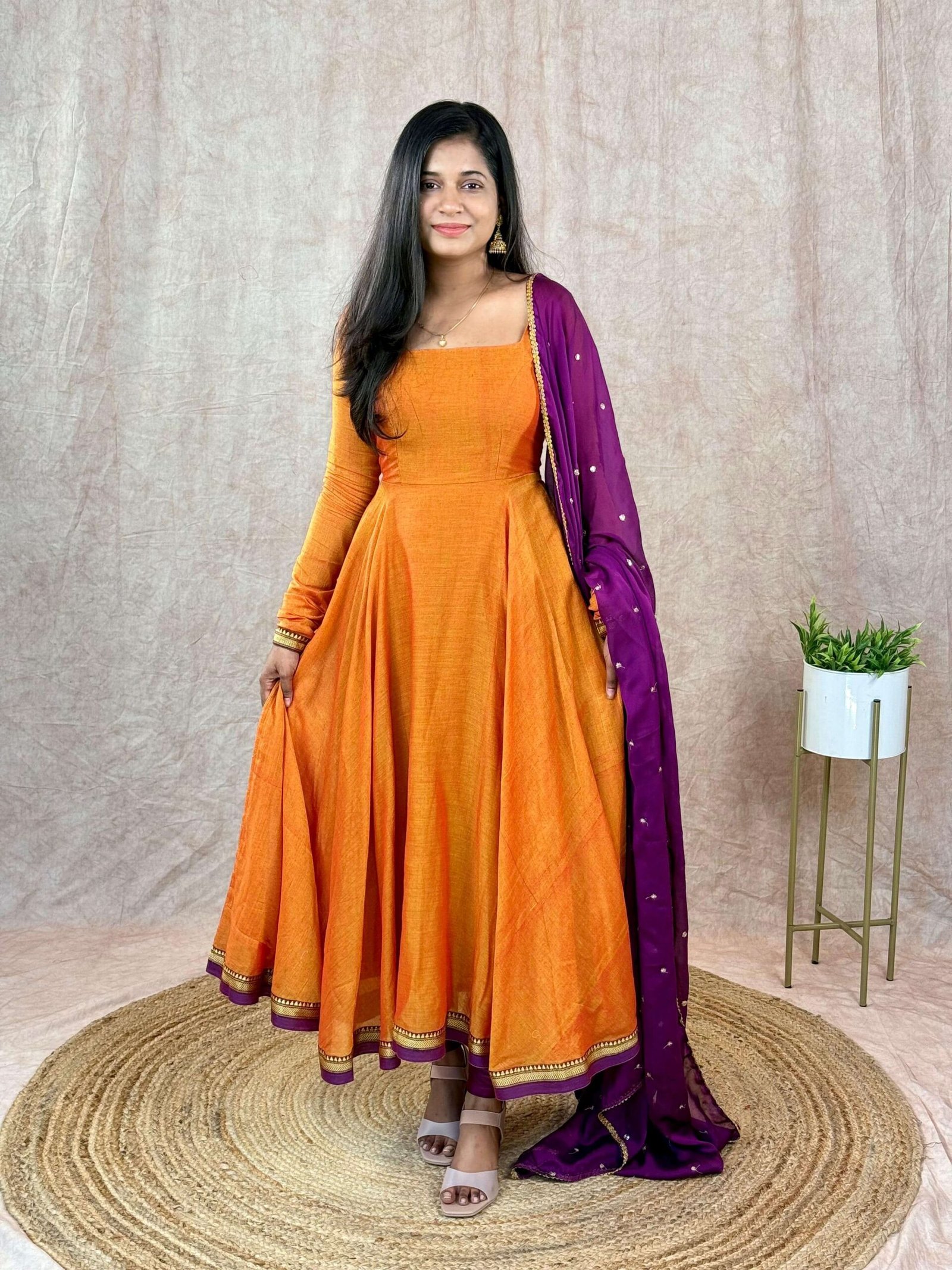 THOORIGAI - MUSTARD ORANGE & PURPLE (Maxi)