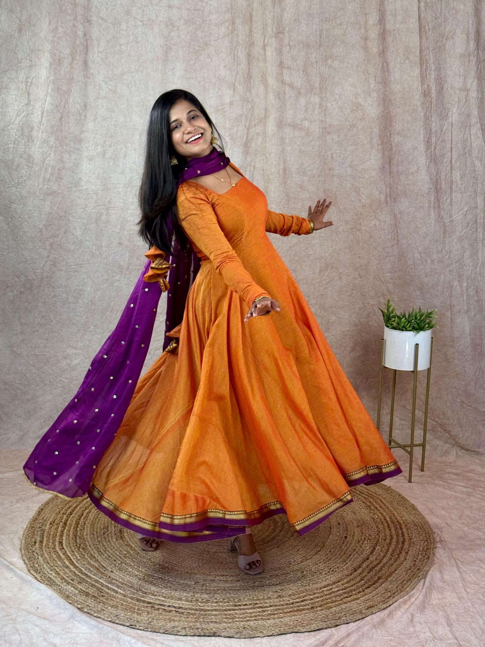 THOORIGAI - MUSTARD ORANGE & PURPLE (Maxi)